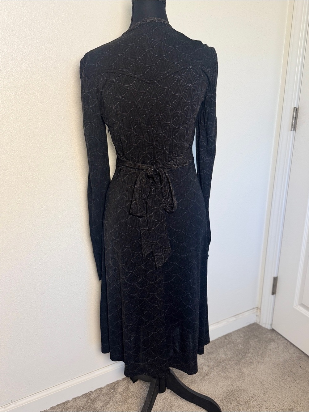 Vintage Y2K Betsey Johnson NY Black Midi Dress Tie Waist USA 6 - Picture 3 of 6